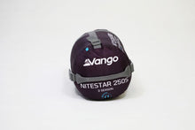 Load image into Gallery viewer, Vango Nitestar 250S (short) childrens sleeping bag in pheonix purple laid open in bag viewed from end
