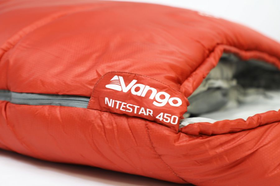Zip cover on Main view of Vango Nitestar Alpha 450 4 season childrens sleeping bag