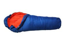 Load image into Gallery viewer, Top view of open Vango Nitestar Junior Children's Sleeping Bag in Classic Blue