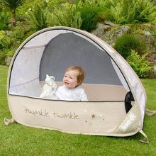 Load image into Gallery viewer, View one of baby in Sun &amp; Sleep Pop Up Travel &amp; Camping Cot, from Kids Camping Store
