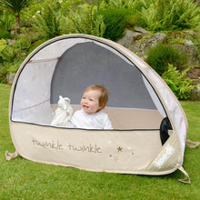 Load image into Gallery viewer, View one of baby in Sun & Sleep Pop Up Travel & Camping Cot, from Kids Camping Store