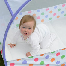 Load image into Gallery viewer, Pop-Up Travel Bubble Cot & padded mattress (6 to 18 months) Pastel Polka Dot