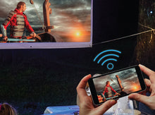 Load image into Gallery viewer, Benq GS2 Camping Projector Projecting Wirelessly