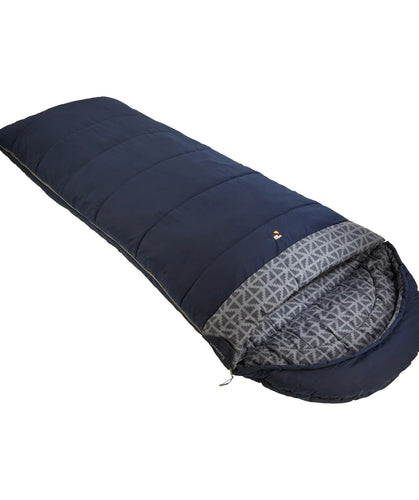 The best and cosiest sleeping bag for teenagers, teens tweens and parents, the Sprayway Comfort 300 100% cotton-lined sleeping bag, viewed at an angle