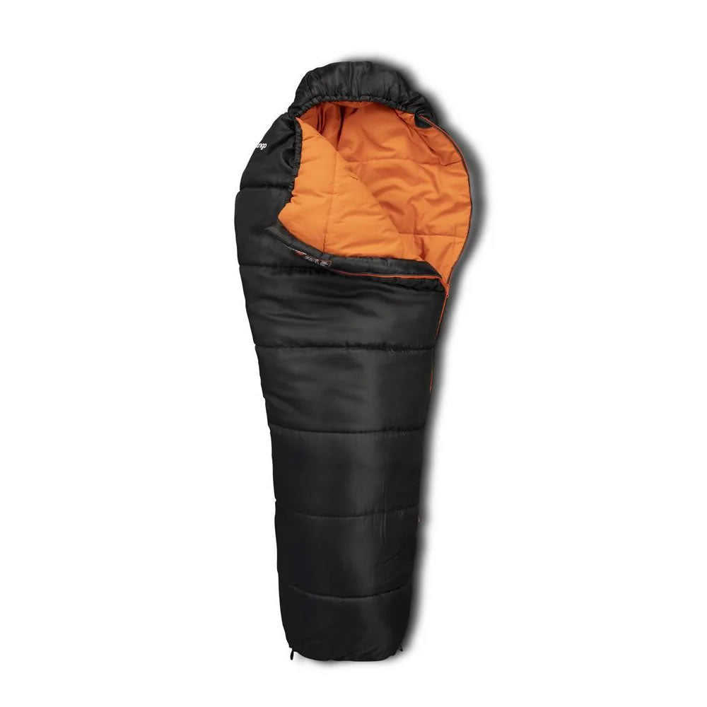 The Vango Nitestar Alpha Junior in Pirate Black viewed from above and folded open, on a white background