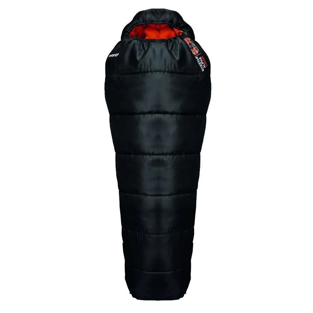 The Vango Nitestar Alpha Junior in Pirate Black viewed from above and closed, on a white background