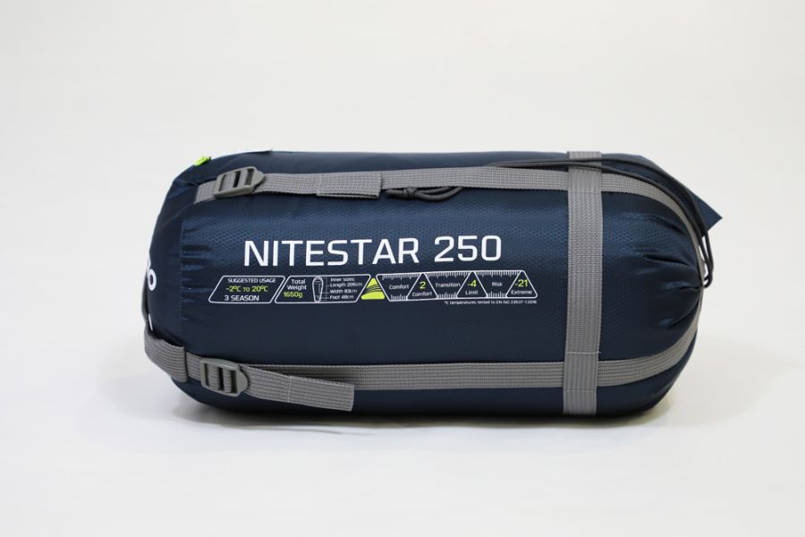 Vango Nitestar Alpha 250 Children's Sleeping Bag in Ocean Green  in bag