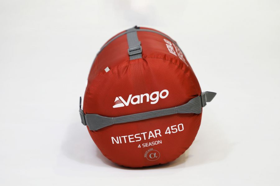 End view of Vango Nitestar Alpha 450 4 season childrens sleeping bag in bag
