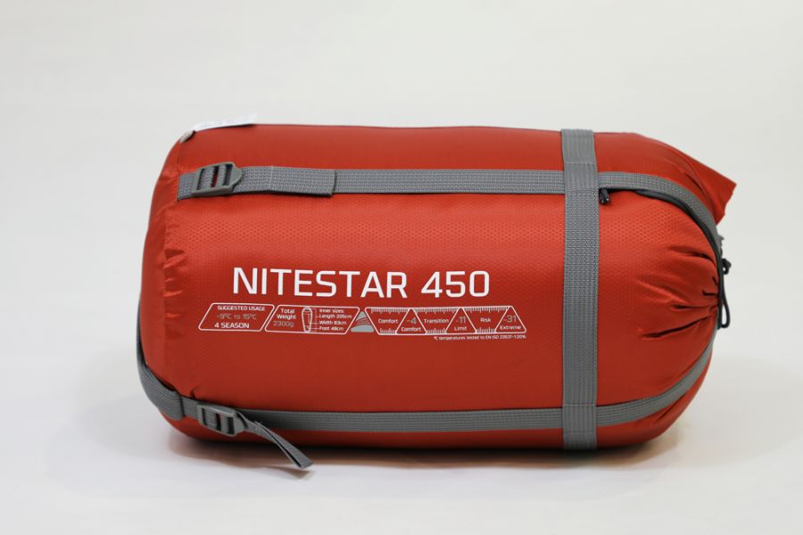 Side view of Vango Nitestar Alpha 450 4 season childrens sleeping bag in bag