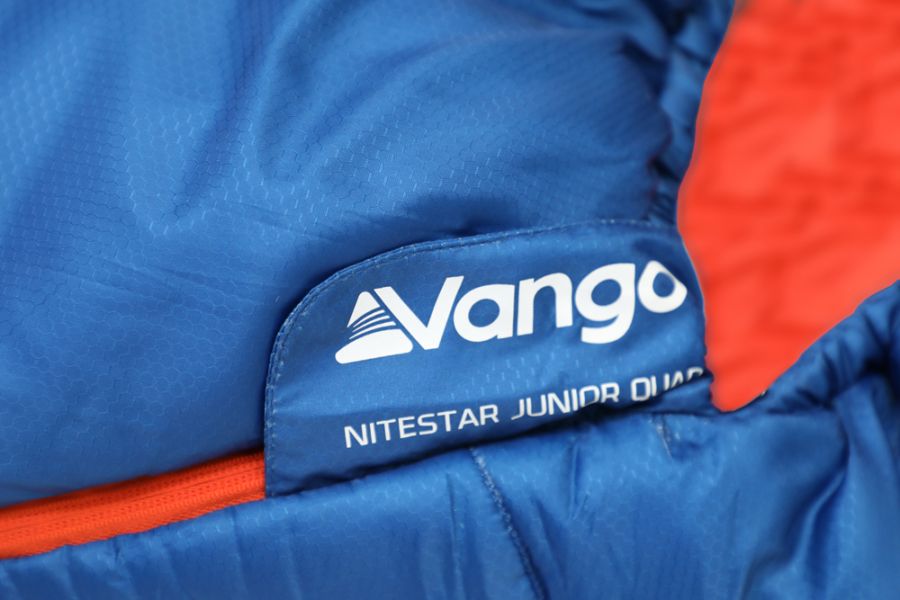 Close up of zip on Vango Nitestar Junior QUAD Children's Sleeping Bag in Classic Blue