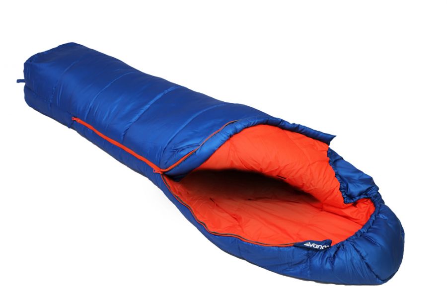 Main view of an open Vango Nitestar Junior Children's Sleeping Bag in Classic Blue