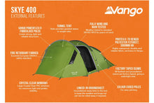 Load image into Gallery viewer, Vango Skye 400 4 Person Family Tent technical details
