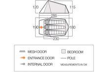 Load image into Gallery viewer, Vango Soul 300 Best Budget family tent size dimensions and layout diagram
