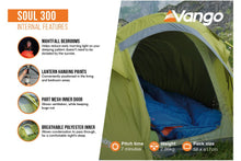 Load image into Gallery viewer, Vango Soul 300 Best Budget family tent internal features sheet
