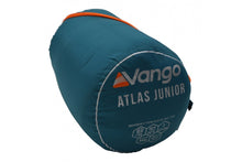 Load image into Gallery viewer, Vango Atlas Junior Children&#39;s Sleeping Bag in Agean Teal in stuff sack
