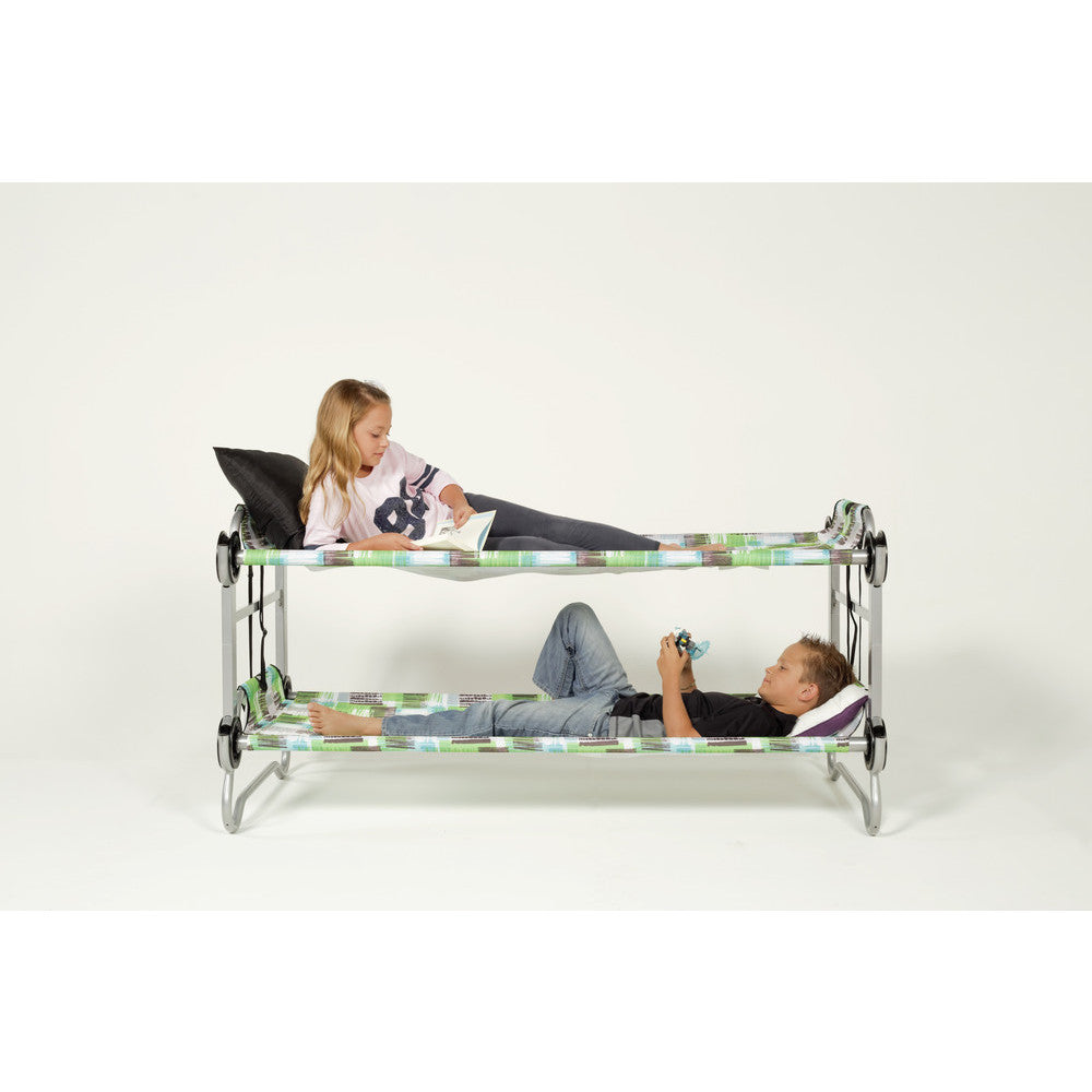 Children laid on Kid o Bunk with "Block Pattern" Camping Bunk Beds