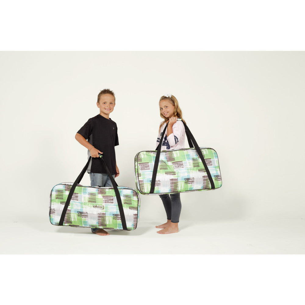 Children carrying Kid o Bunk with "Block Pattern" Camping Bunk Beds