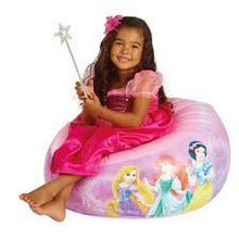 Load image into Gallery viewer, Girl sat on Disney Princess Inflatable Children&#39;s Camping Chair from Kids Camping Store
