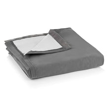 Load image into Gallery viewer, Spare Grey fitted sheet for Toddler and Junior Bundle Beds, shown folded up with one corner turned over
