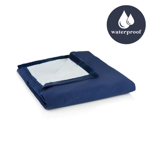 Spare Blue fitted sheet for Toddler and Junior Bundle Beds, shown folded up with one corner turned over