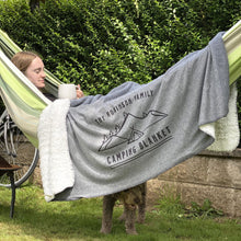 Load image into Gallery viewer, Personalised Family Camping Blanket in use
