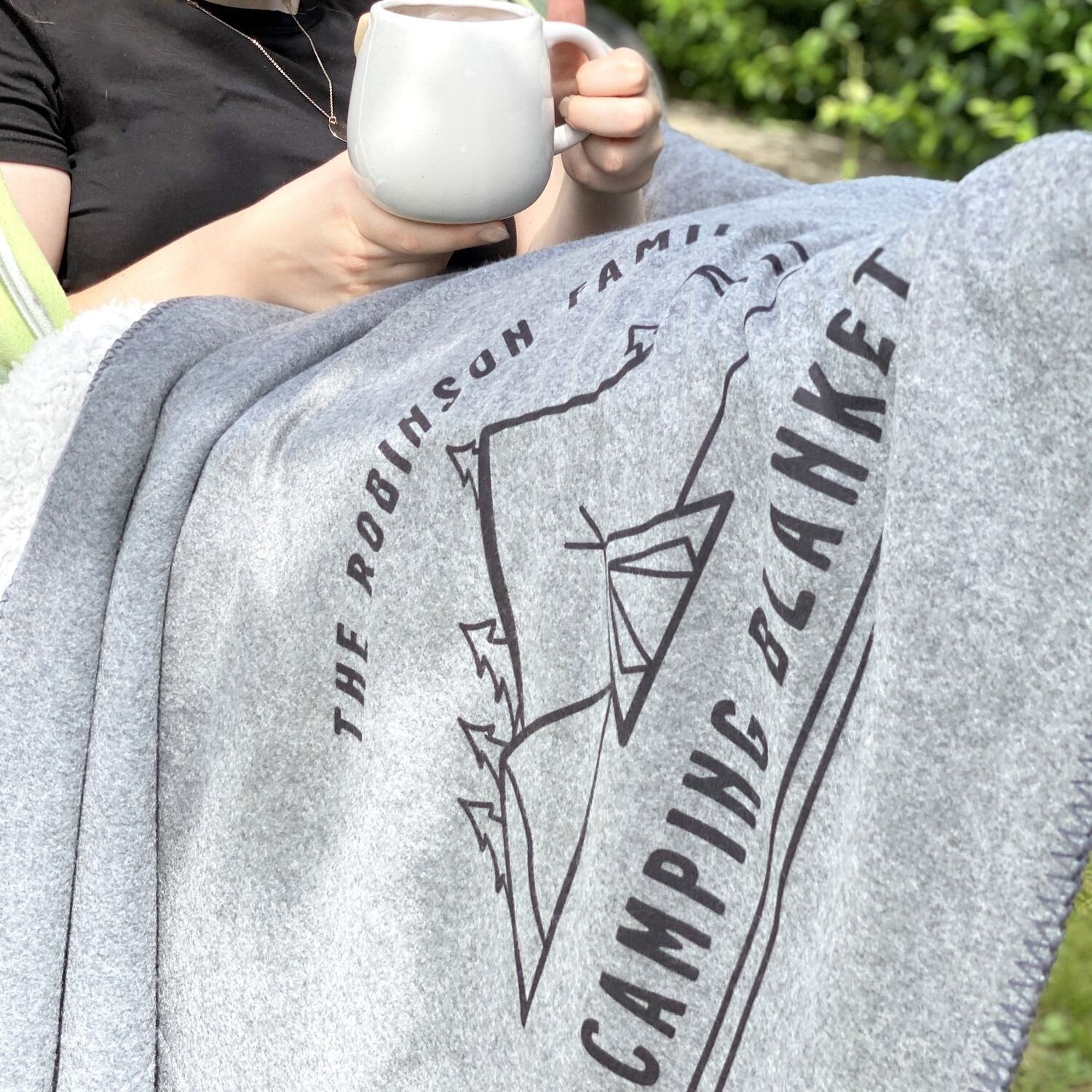 Personalised Family Camping Blanket close up view