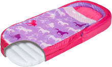 Load image into Gallery viewer, Cross-section of MyFirst ReadyBed with purple horses design
