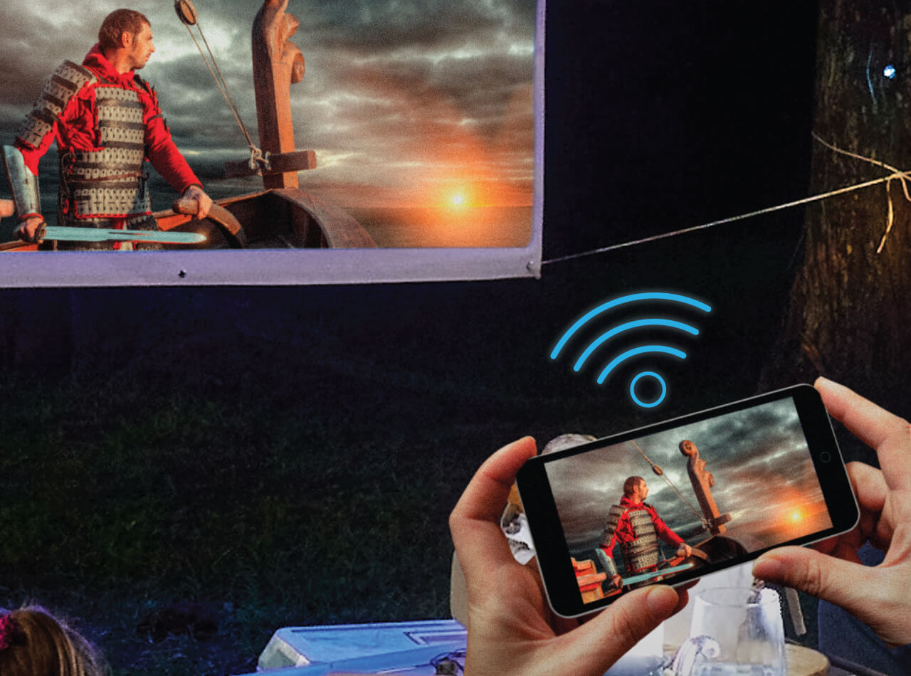 Benq GS2 Camping Projector Projecting Wirelessly