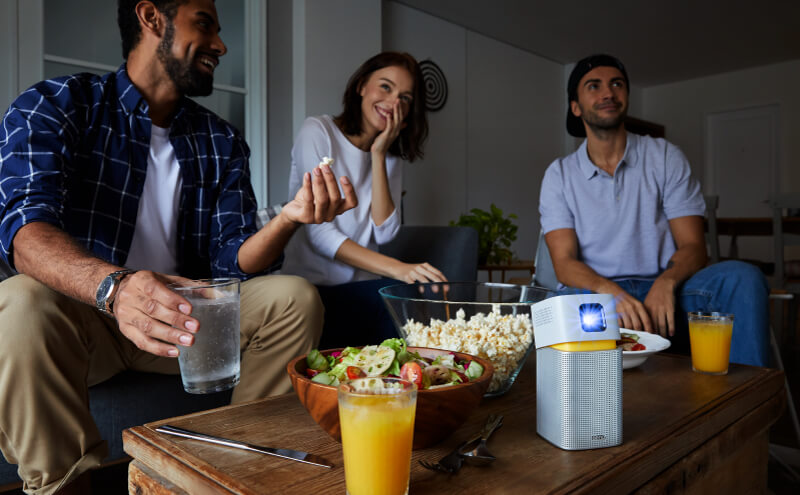 Benq GV1 Portable Camping Projector movie night friends