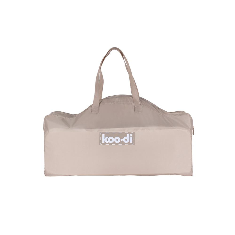 Sun & Sleep Pop Up Travel & Camping Cot, from Kids Camping Store, packed away in carry bag